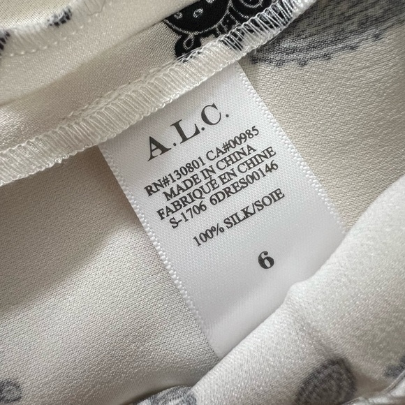 A.L.C. Lauren Dress eggshell white black retro paisley print mini dress size 6 - Picture 9 of 9
